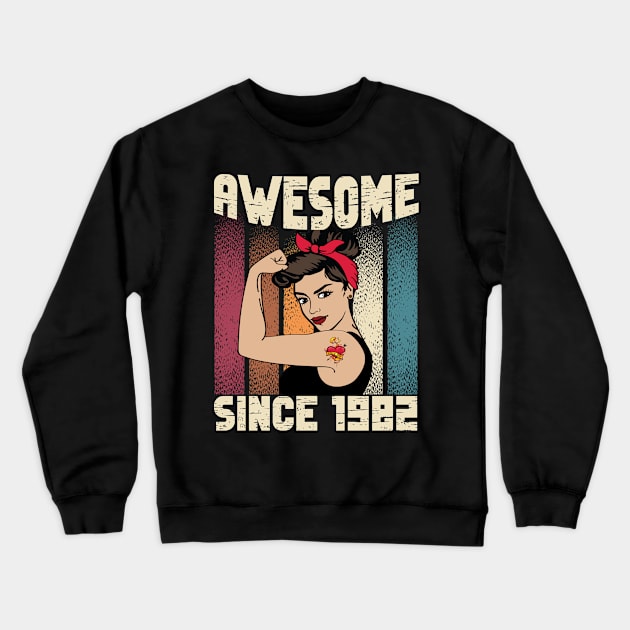 Awesome since 1982,40th Birthday Gift women 40 years old Birthday Crewneck Sweatshirt by JayD World